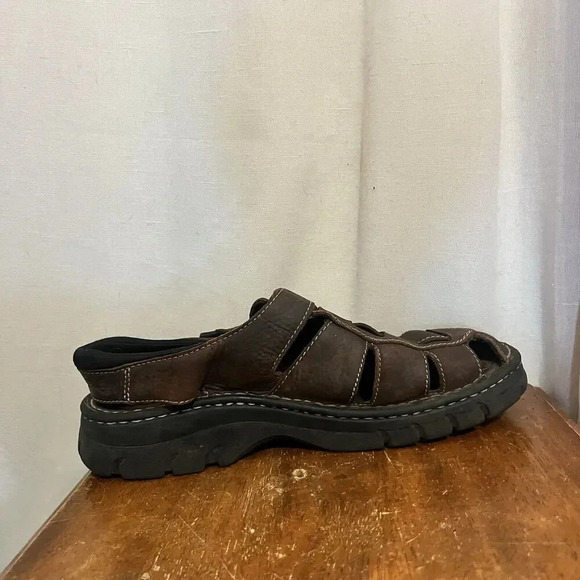 Thom Mcan Mens Sandals Size 12 Brown Leather Strap Fisherman Slingback Shoe Wide - Picture 11 of 13